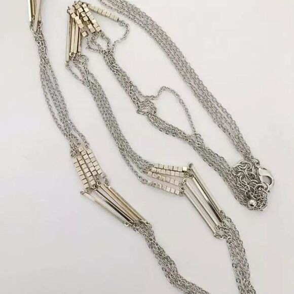 CHICO'S SILVER/GOLD TONE 3 STRAND 43"-46" NECKLACE NWOT - Picture 3 of 4